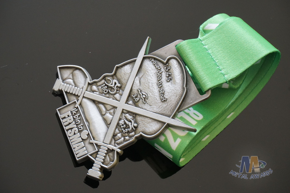 Antique Gold Or Brass Plating Metal Award Medals Sublimated Ribbon Smooth Back