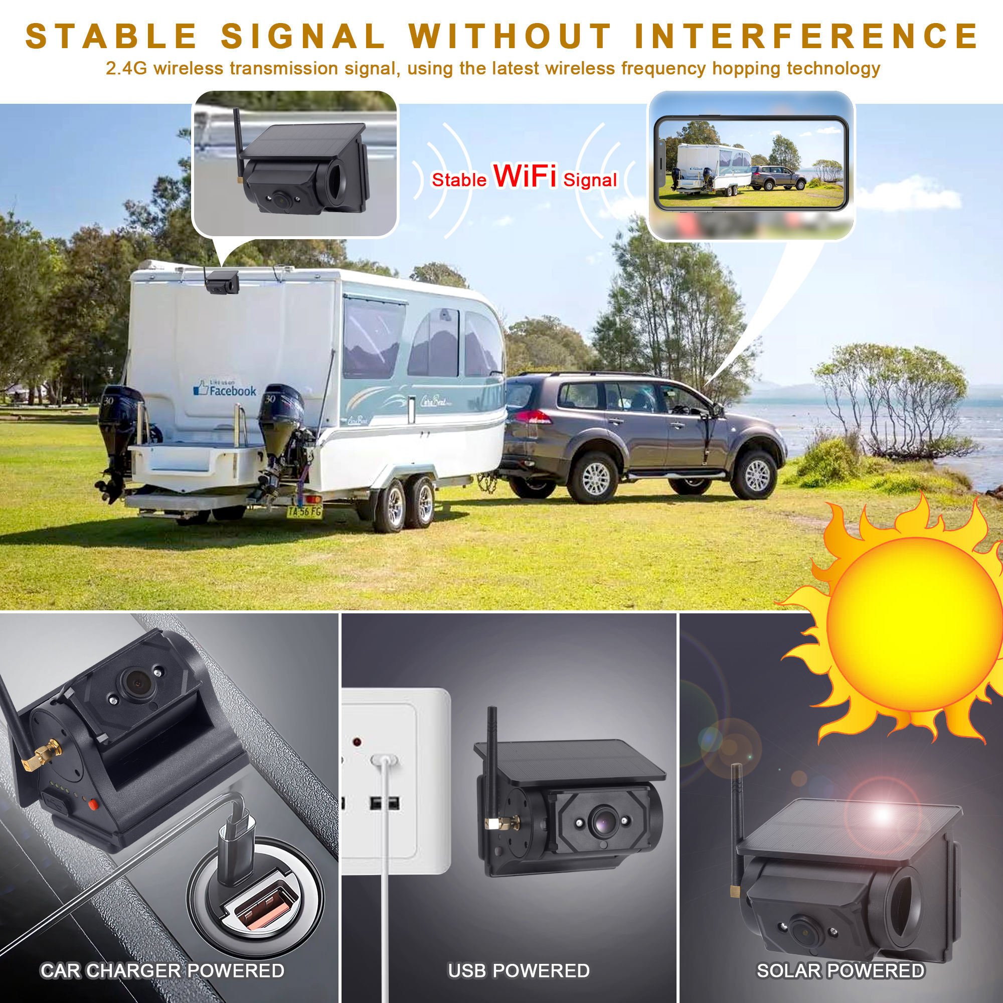 Hot Selling WiFi Solar Waterproof Wireless Car Camera Rearview And Reverse Camera