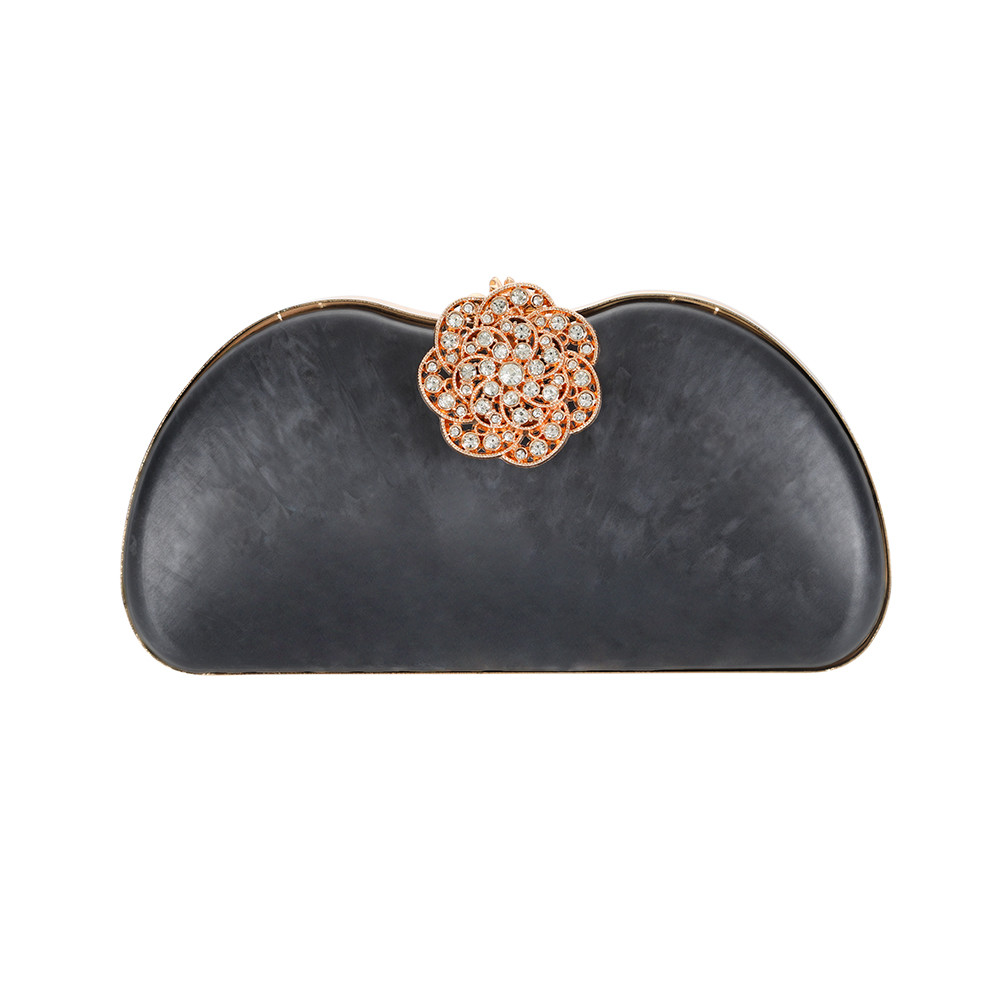 Flower Closure B Shape Metal Clutch Purse Frame 222*110mm