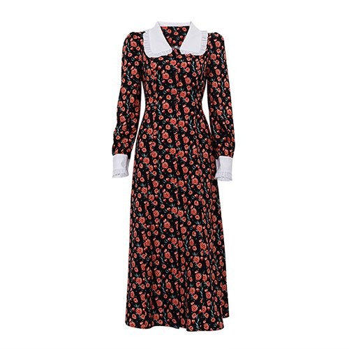 OEM maufactory Print Long Skirt Doll Collars Polyester European American Long Sleeved