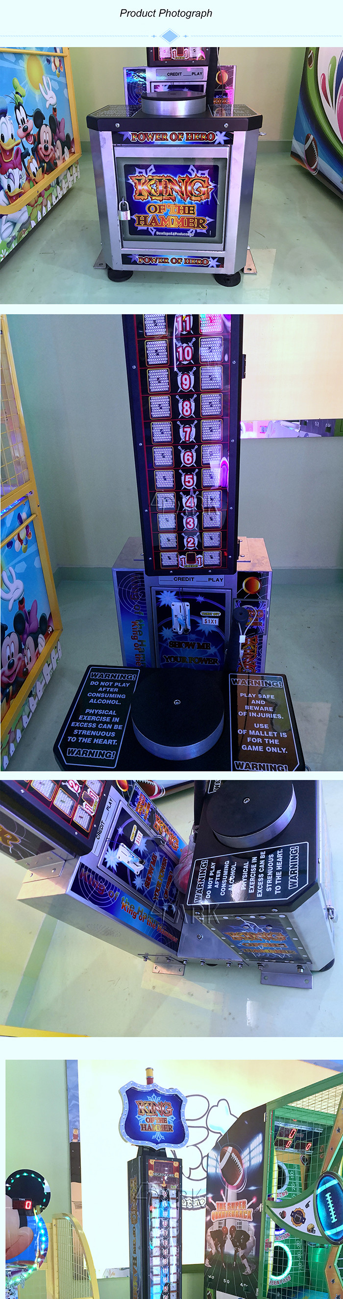 Boxing Ticket Redemption Game Machine , Coin Operated King Hit Hammer