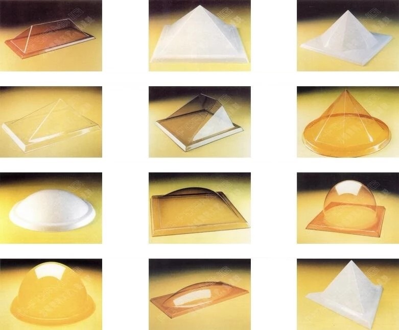 Polycarbonate Plastic Dome Skylight Pyramid Shape UV Coating Clear Color