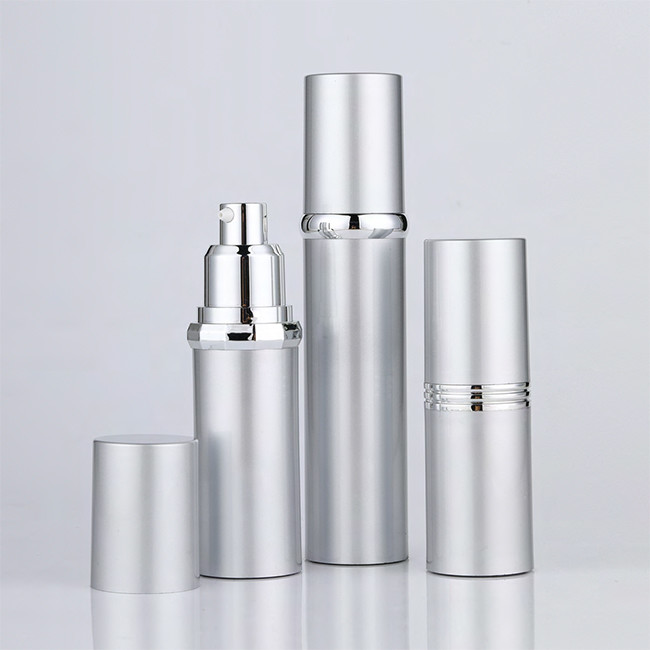 Foundation Airless Vacuum Pump Lotion Bottle Shiny Silver Cream Pump Matte Silver Cap