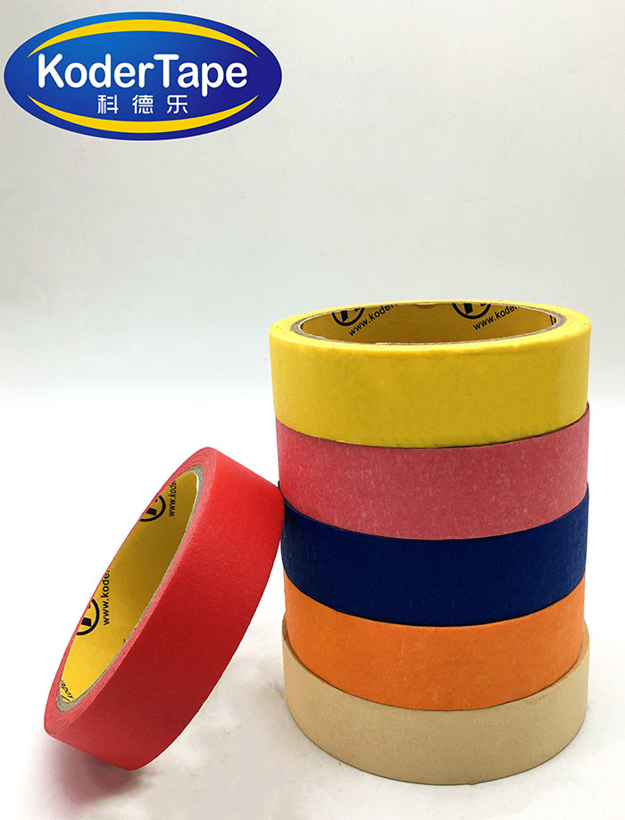 Colored Crepe Paper with Rubber Adhesive Masking Tape For Art Labeling& Decorations