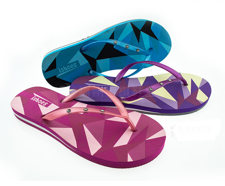 V strap full color printed Women Flip flops thongs slipers manufacturers