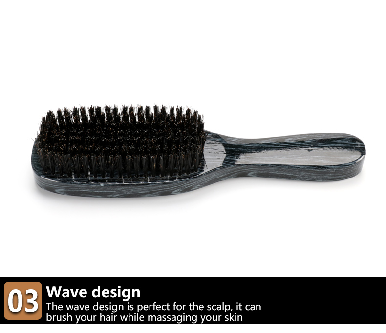360 Soft Boar Bristle Brush For Men Marbling Beech Long Handle