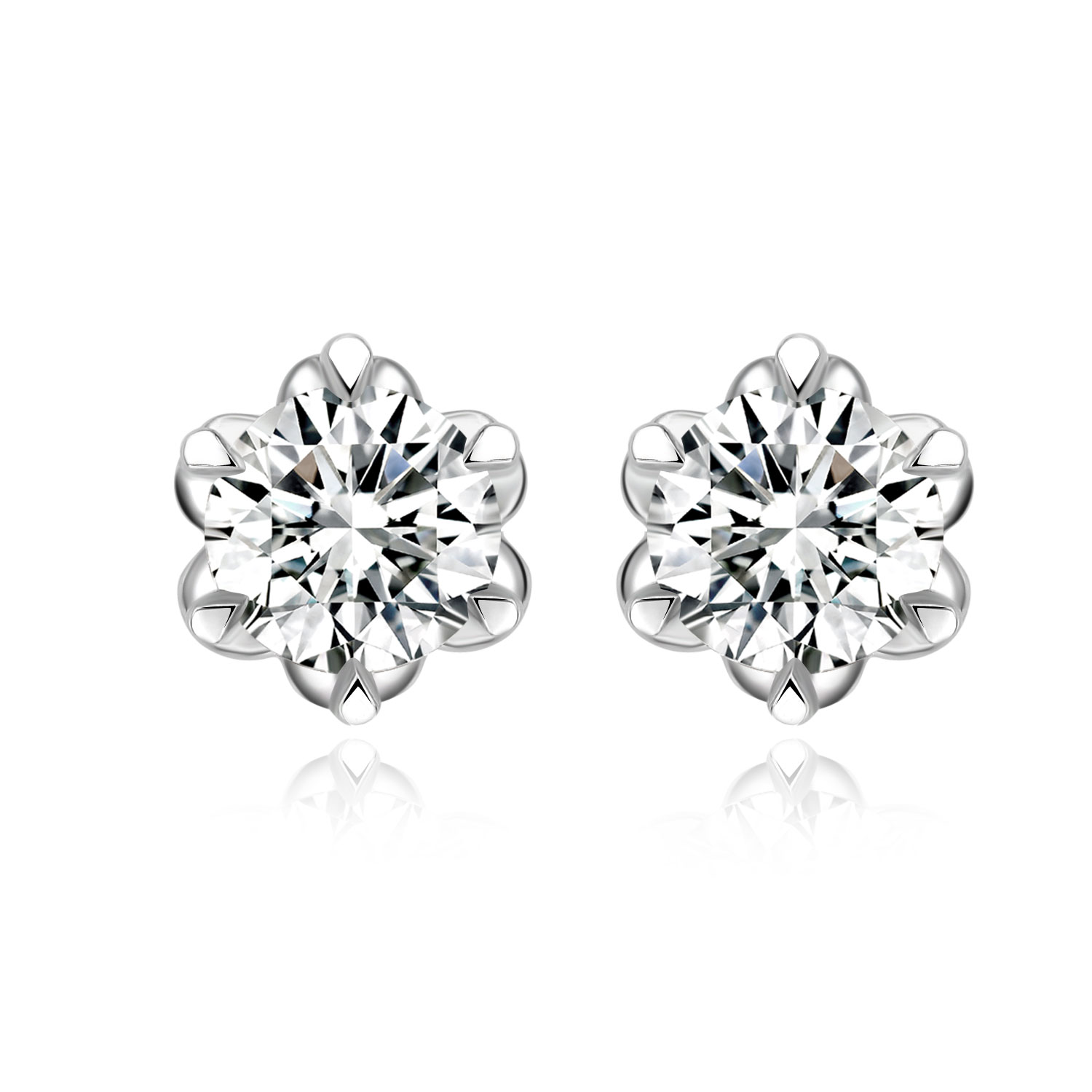 Beautiful Flower Design 18k Lab Grown Diamond Earrings Jewelry NGTC Certified Round shape 0.5ct diamond Earrings