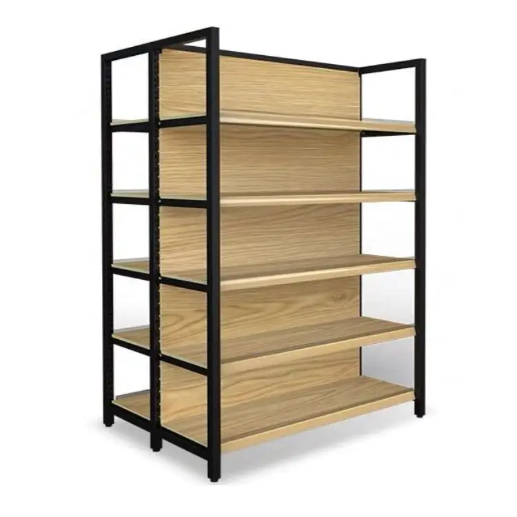 Steel Wood Gondola Shelving Household Multi Storey Living Room Bookshelf