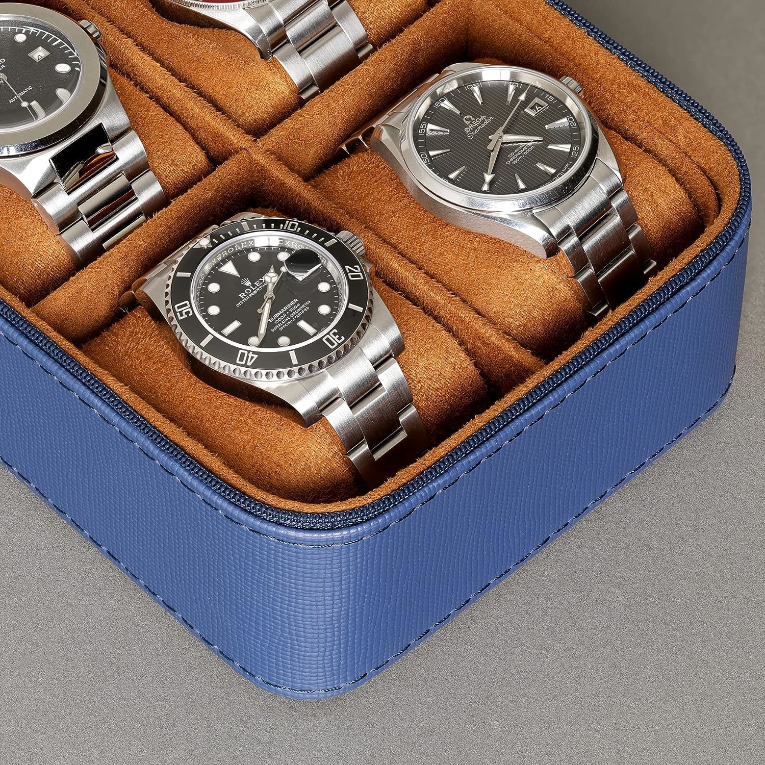ROTHWELL 5 Watch Travel Case Storage Organizer for 5 Watches | Tough Portable Protection w/Zipper Fits All Wristwatches