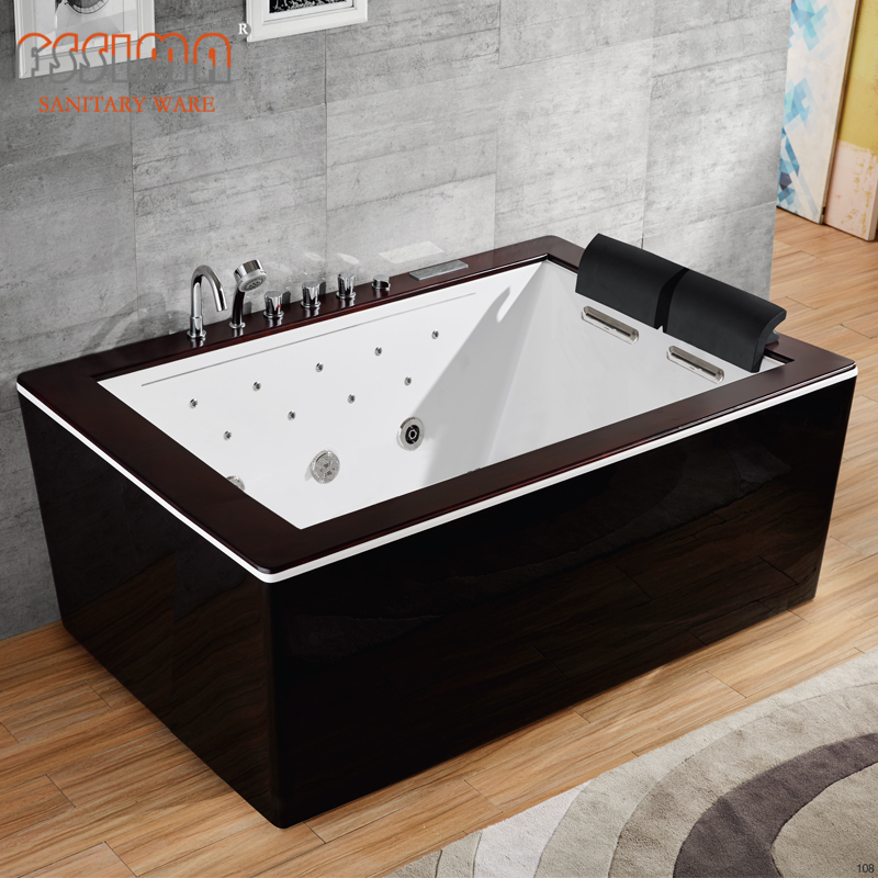 Hydromassage Waterfall Whirlpool Bathtub 1800 Colorful Lights Wooden Top