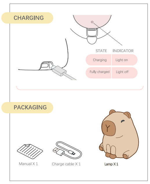 Creative Capybara LED Night Light Cute Silicone Bedside Table Lamp For Kids' Room Smart Home Gift