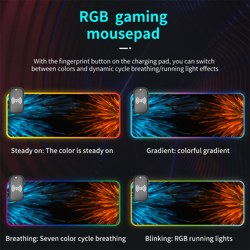 Custom Gaming Mouse Mat Wireless Charging Mouse Pad with Oversized RGB Luminous Desk Mat