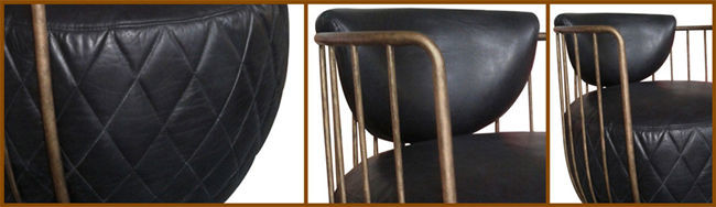 Distressed Vintage Caged Aviator Leather Chair Office Bar