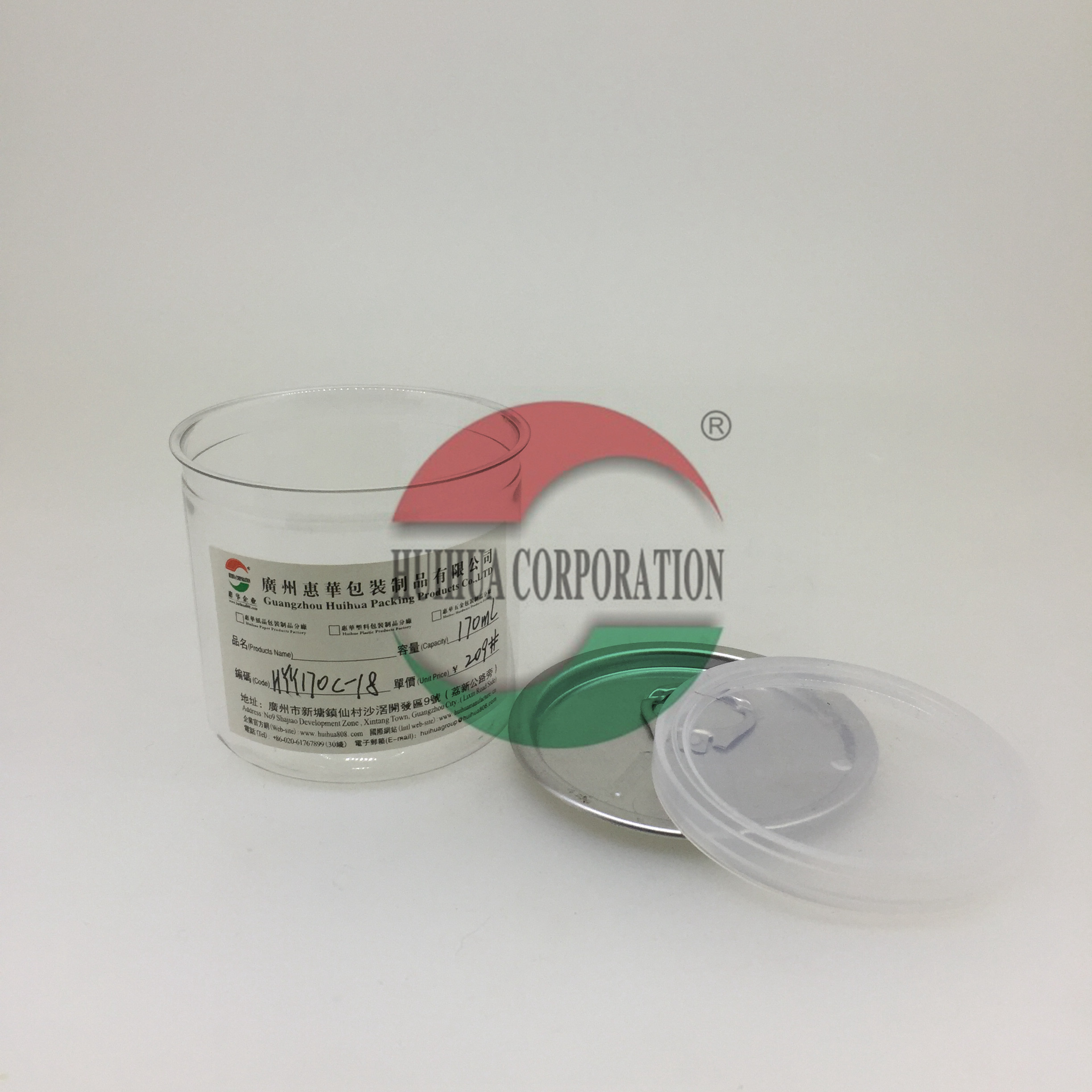 50ML Clear Plastic Cylinder , Transparent PET Easy Open Can with Alu Lid