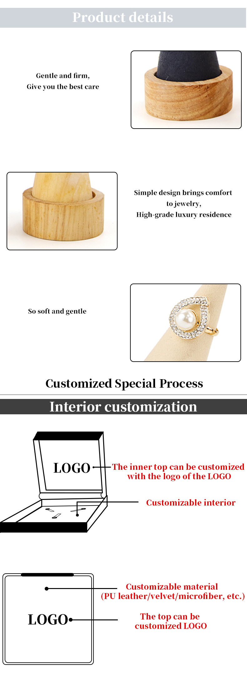 Compact Cone Shaped Wooden Bracelet Display Stand for Bangle Watch Exhibition