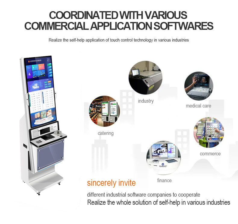A4 Document Printing Touch Screen Monitor Self-Service Kiosk Self Service Report Print Terminal