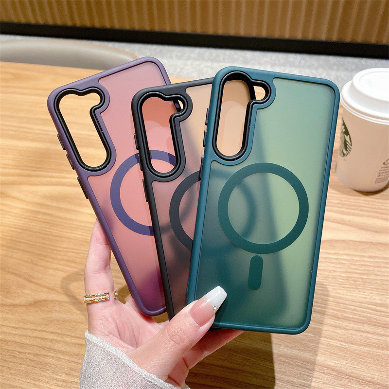 Translucent Matte Magnetic Magsafe Phone Case Shockproof For Samsung S24 S25 Ultra