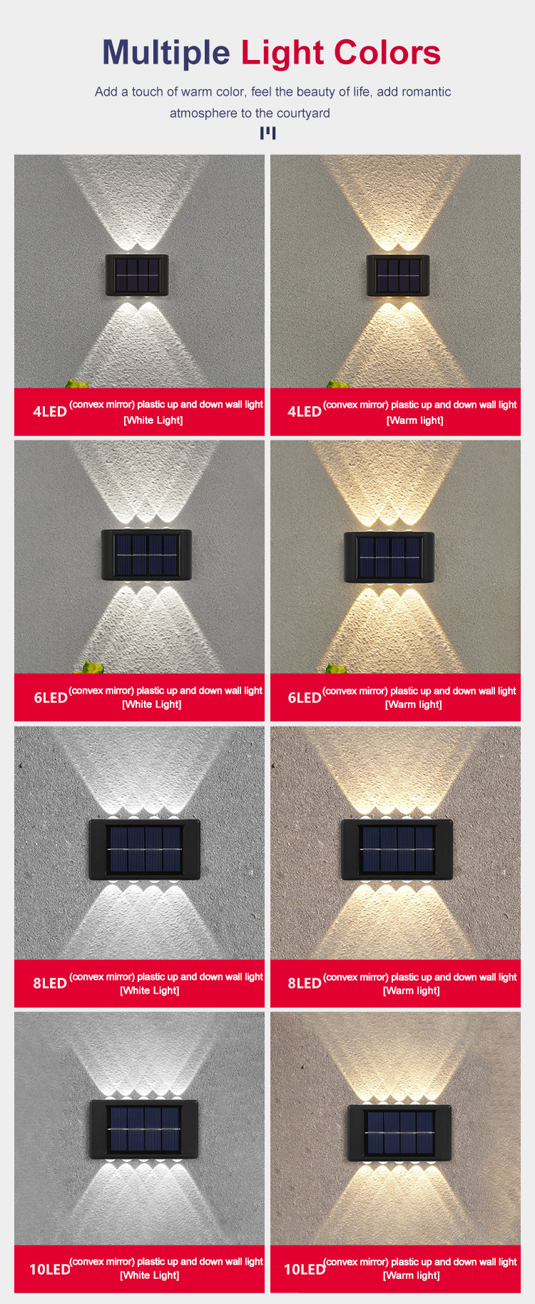 Glowing Waterproof Atmosphere Wall Light 600mah Solar LED Outdoor Decorative Garden