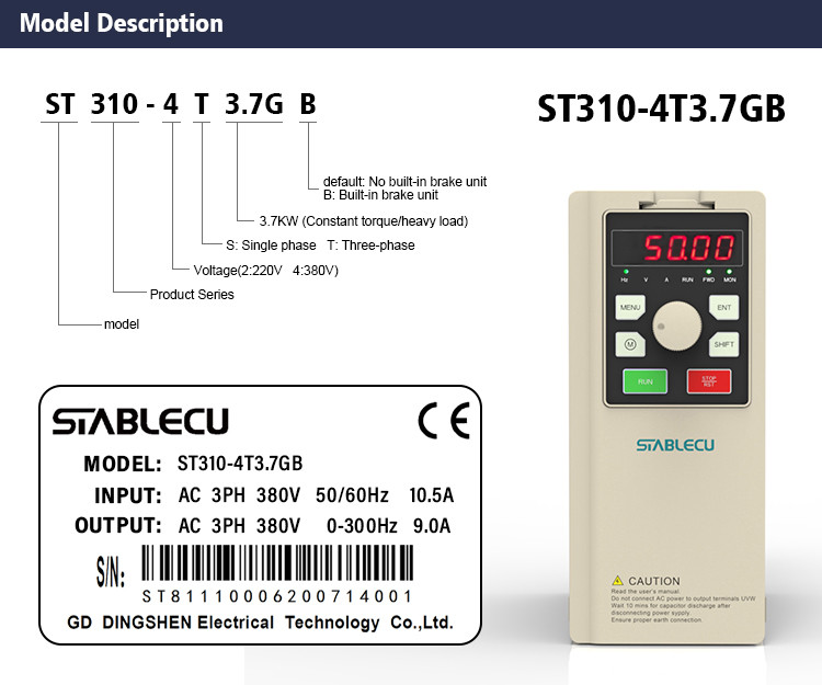 Motor Drive 3.7KW VFD 3 Phase Converter With Control Board