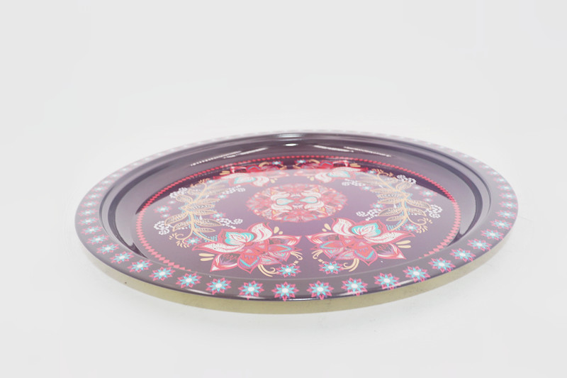 Bone Plate LFGB Stainless Steel Round Tray With Flower Background