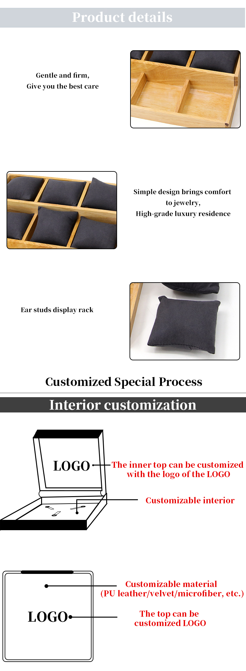 Multi Cell 3x3 Solid Wooden Watch Exhibition Plate with Pillows for Luxury Show