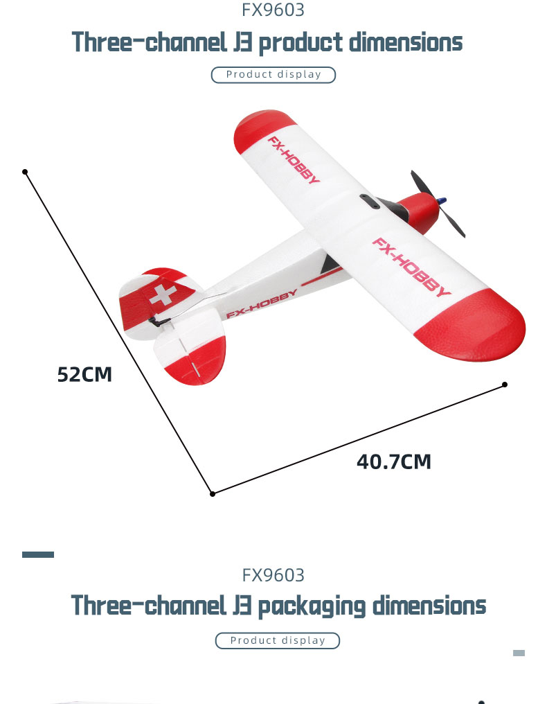 FX9603 2.4GHz 3CH 6-Axis Gyro EPP Foam J3 RC Airplane RTF Fixed Wing Outdoor Remote Control Plane Aircraft RC Glider Flying Toys