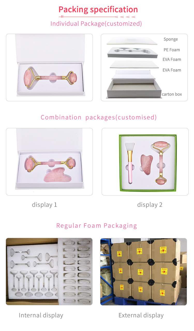 76.7g Handheld Wrinkle Remover Face Jade Rollers Pink Crystal Face Roller