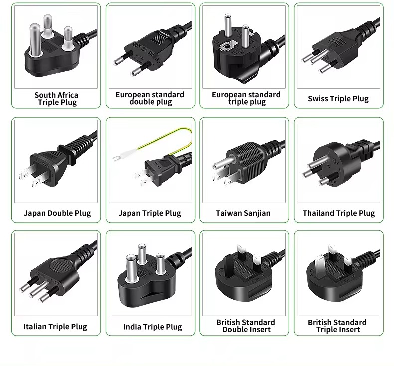 US Plug-C13 3 Pin Prong Plug Cable USA AC Cords Electric Lead US Power Cord