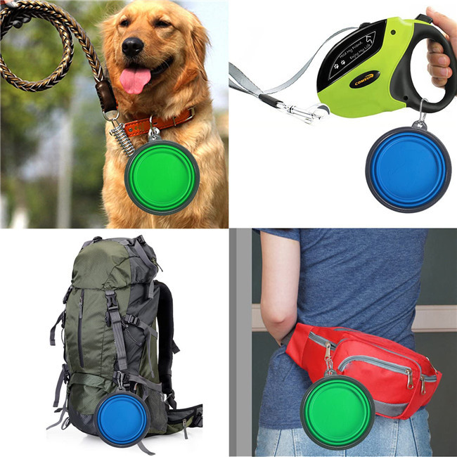 Foldable 450ml Collapsible Dog Water Bowl 66g Dog Bowl With Rubber Base