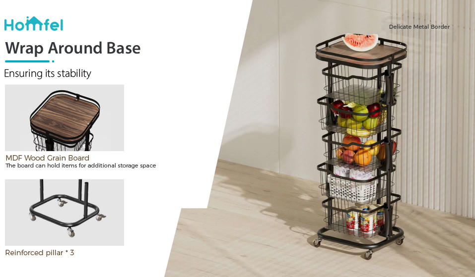 Multifunctional Metal Storage Trolley , Kitchen Rotating Trolley Three Layer