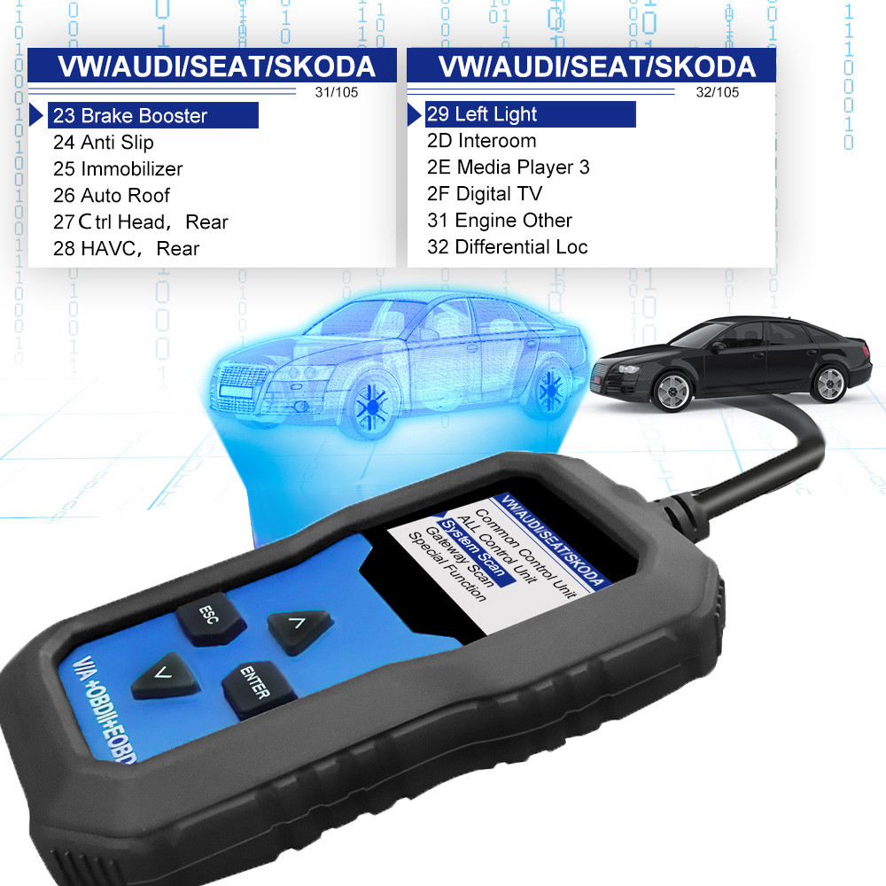 German vehicles Car Diagnostic Code Scanner device KW350 full system OBD2 EOBD protocol