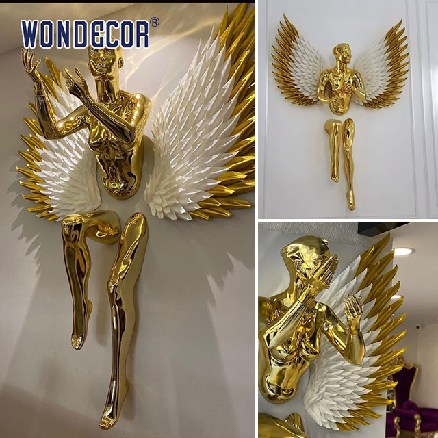 Large Art Weather-Tough Metal Wall Art Sculpture Decoration Stainless Steel Angel
