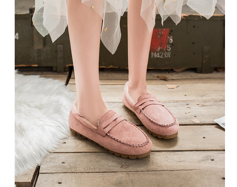 2022 Autumn Plus Velvet Peas Shoes Flat Soft Bottom Tendon Cotton Shoes Women Lazy Grandma Shoes