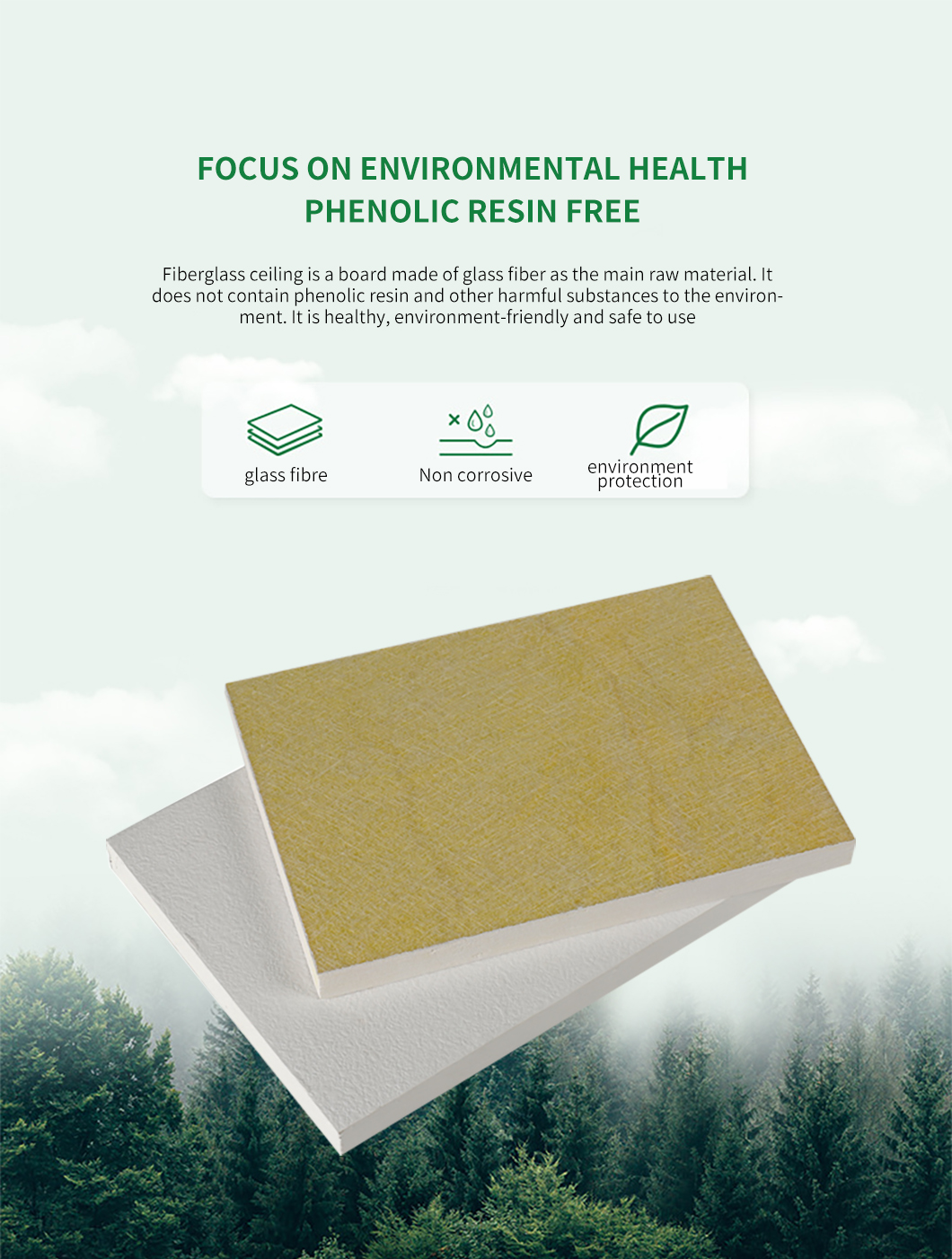 Modern Style Fiberglass Acoustic Ceiling Panels Flame Retardant With Padlock Hasp