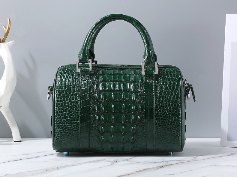 Fashion Lady Purse Genuine Crocodile Leather Women's Small Boston Bag Exotic Real Alligator Skin Female Zipper Handbag