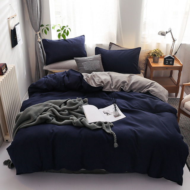 King Size Luxury Bedding in Solid Color Linen and Microfiber Comforter European Style
