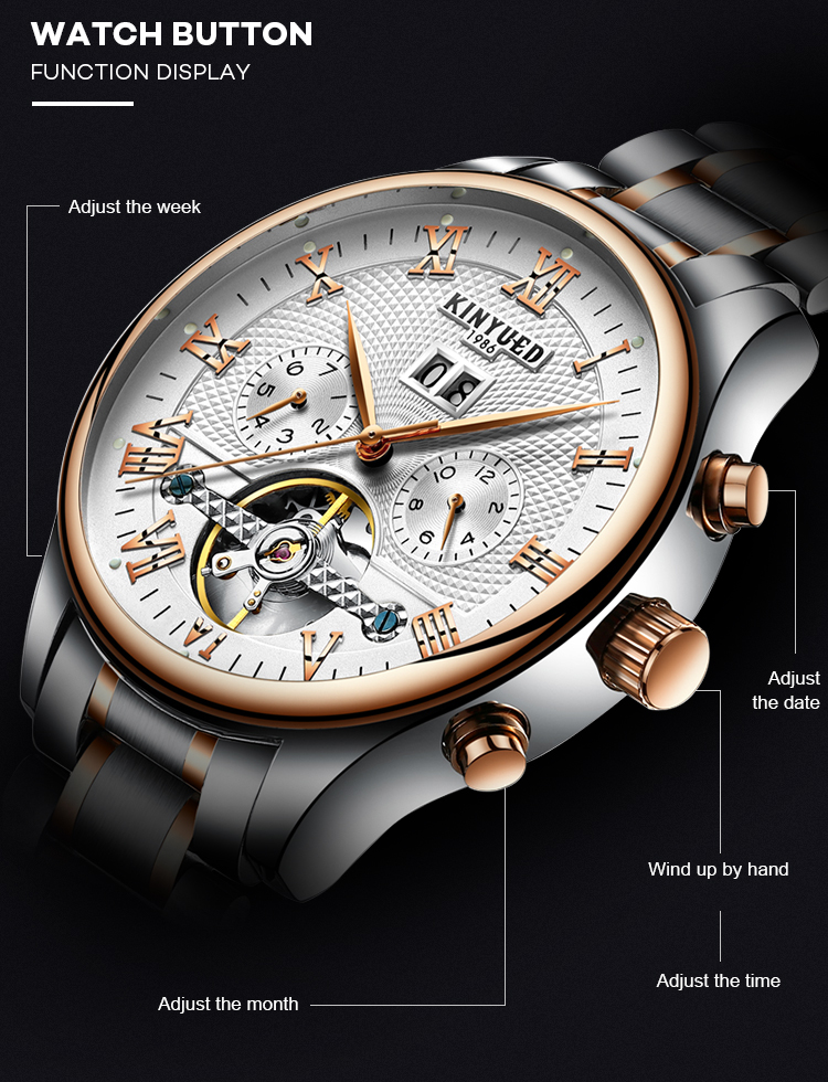Wholesales China men steel automatic skeleton mechanical watch automatic watch luxury