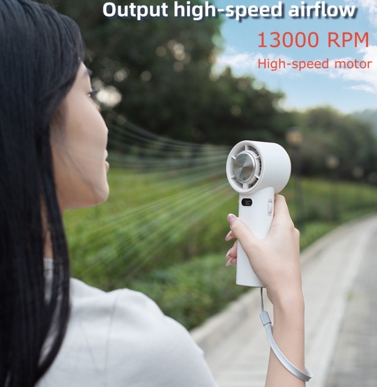 Stepless Speed Regulation Ice Cooling Fan 13000 RPM Bladeless Portable Hand Held Fan 3600mAh