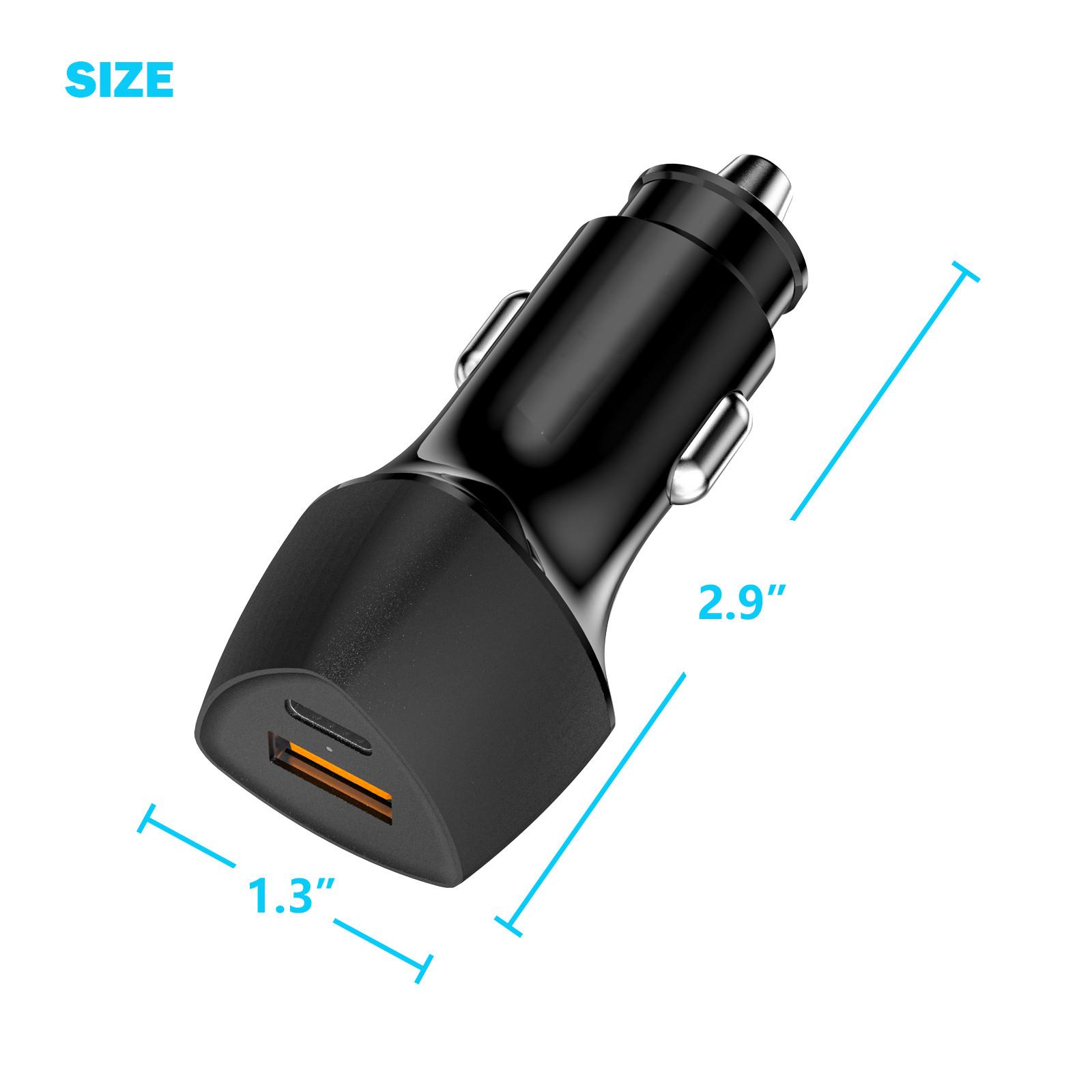 USB C Car Charger PD 20W & QC18W Fast Car Charger Adapter Dual Port Mini