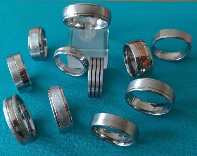 8mm Cobalt Chrome Mens Brushed Stepped Edges Wedding Band Ring