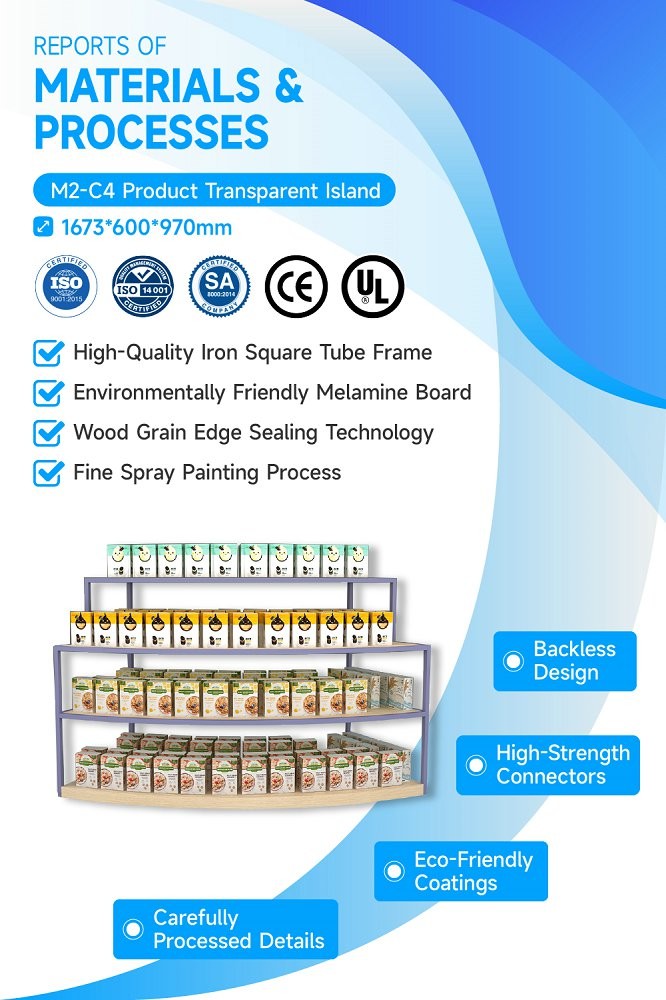 M2-C4 Robust Structure Transparent Display Island For Promotion In Maternity & Baby Store