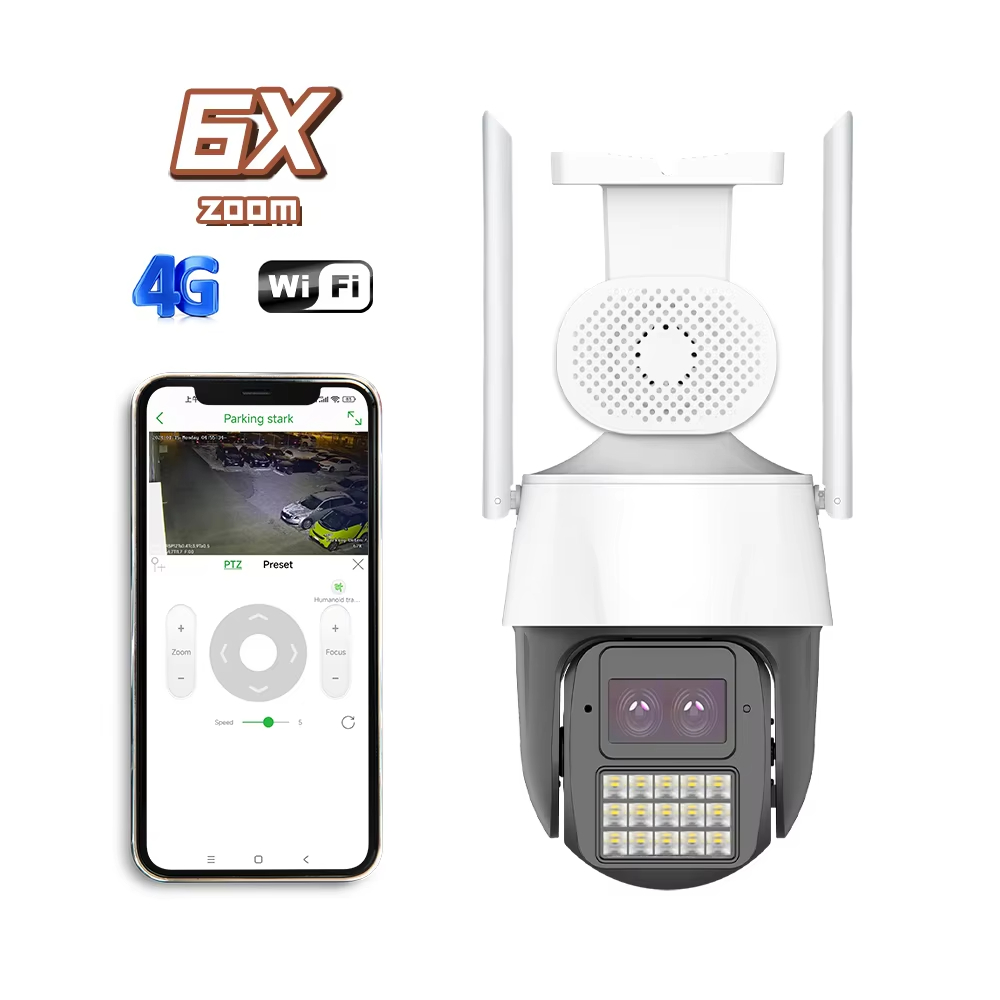 Smart 4G 4MP Ptz Network Camera Dual Lens Night Vision Auto Tracking Security Camera Outdoor Waterproof Camera