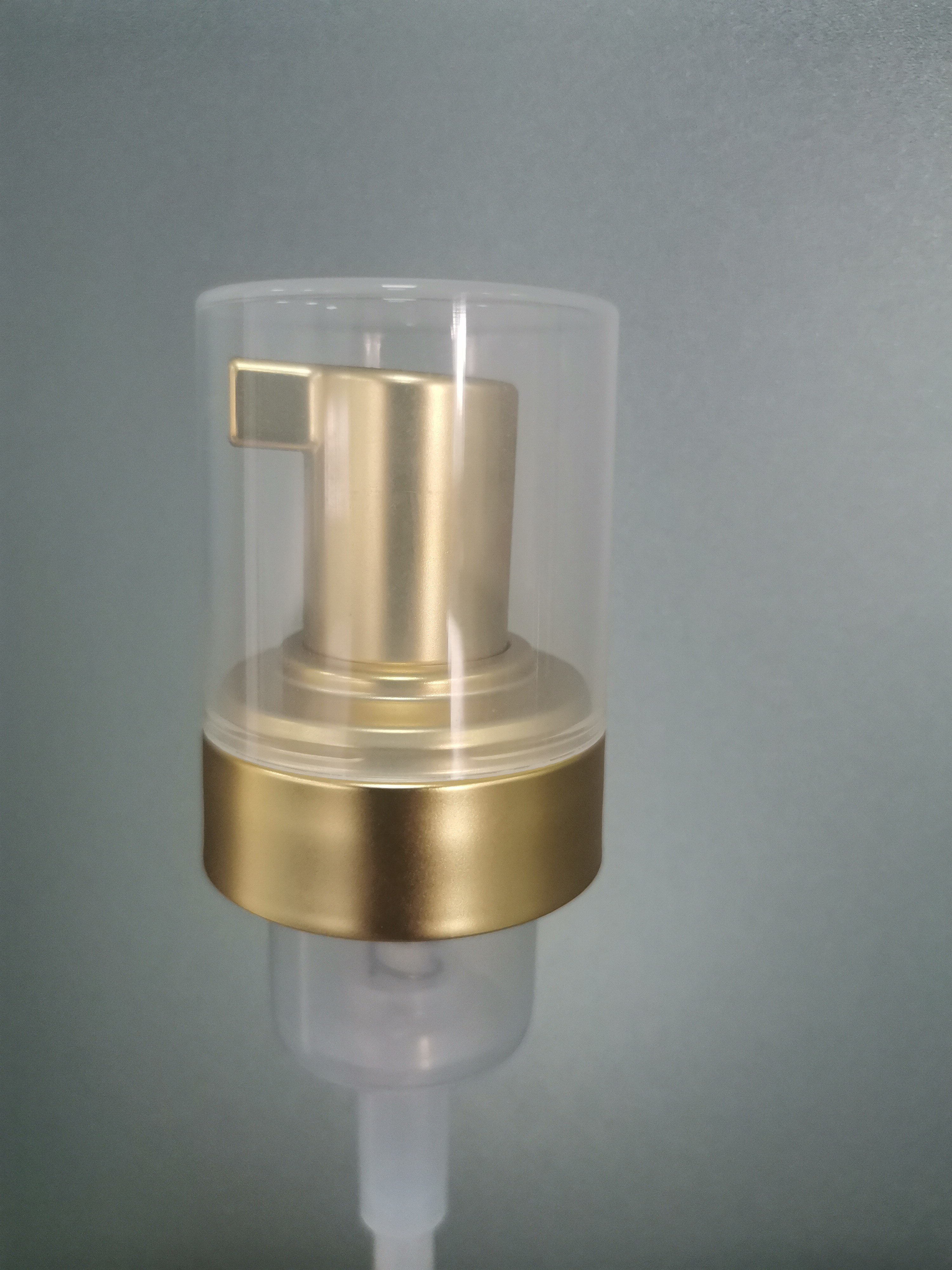 Minin Bottle Head Brushed Stainless Steel Foam Pump With Clear Overcap