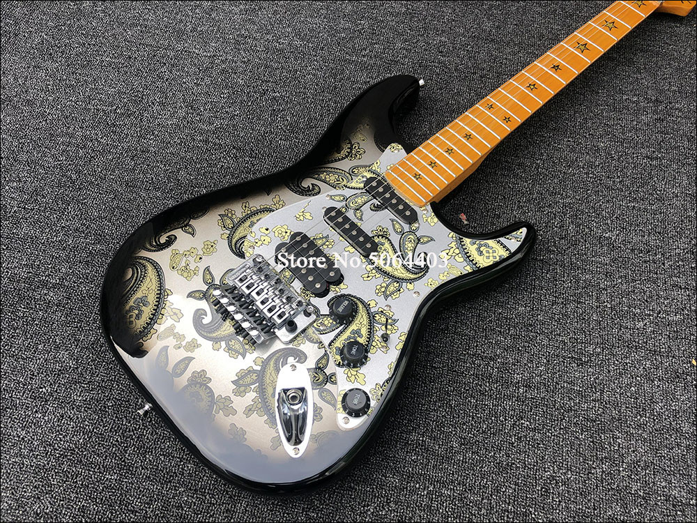 Maple fingerboard retro color front and rear stickers electric guitar double wave electric guitar free shipping