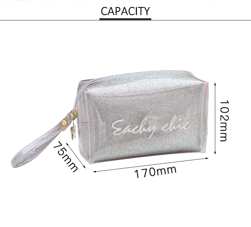 Shiny PU Makeup Bag Portable Travel Zipper Cosmetic Bag Organizer