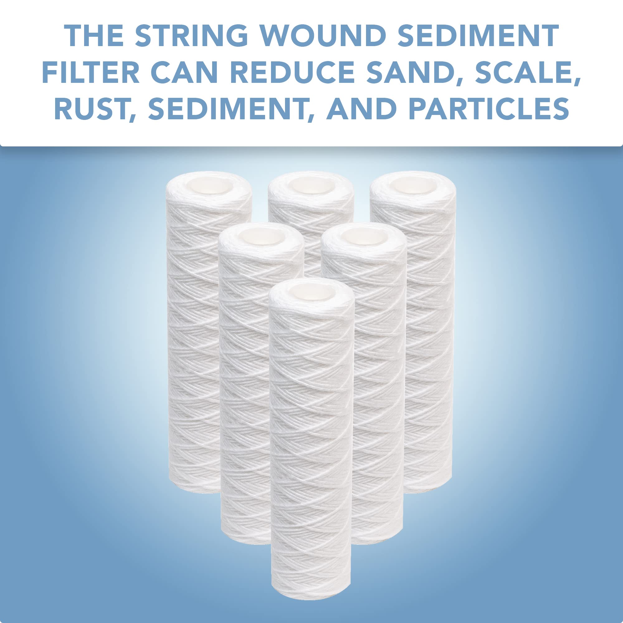 High Productivity 500L/Hour Glass Fiber String Wound Micron Filter Cartridges for 1kg