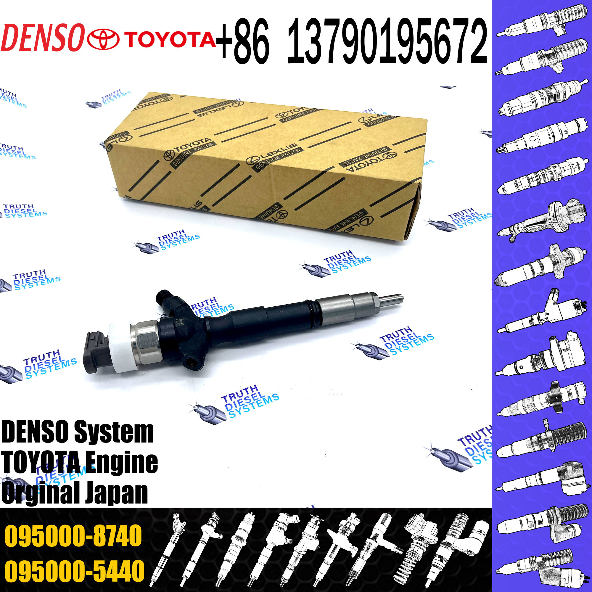 DENSO Diesel Common Rail Fuel Injector nozzle 23670-09360 23670-09061 2367009060 095000-8740 for Toyota HIACE Hilux 2KD-