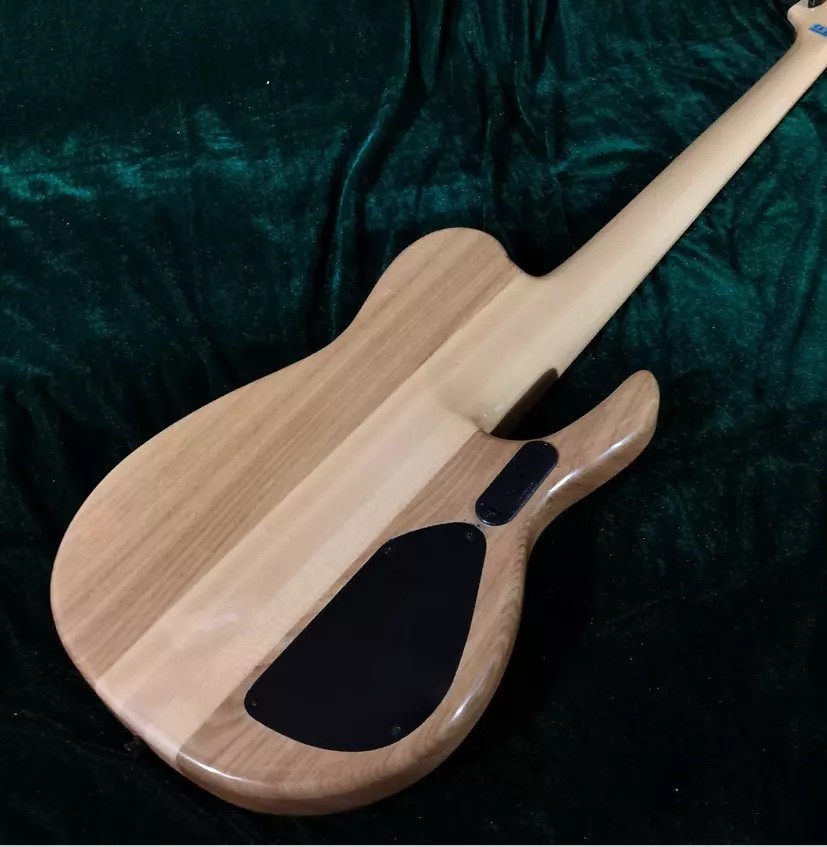 Custom Natural Burl Color One Piece Neck Through 5-Strings Left Handed Electric Bass Guitar