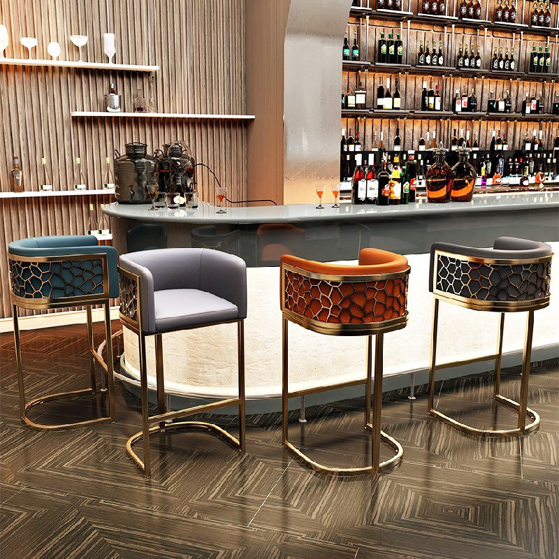 High Rebound Sponge Stainless Steel Bar Stool With Arms