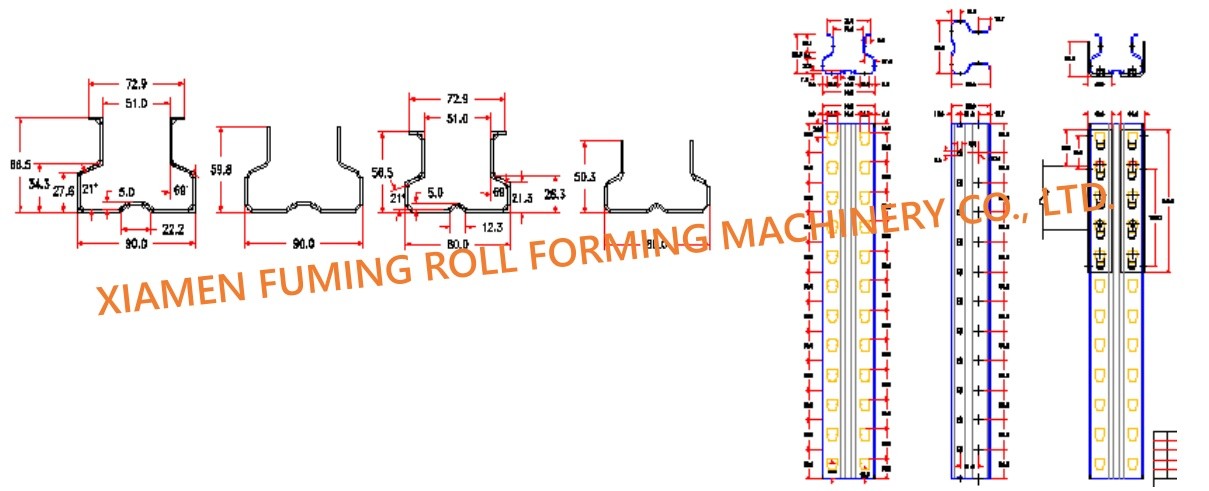 18.5KW Upright Racking Roll Forming Machine Custom For Double Sides Profile